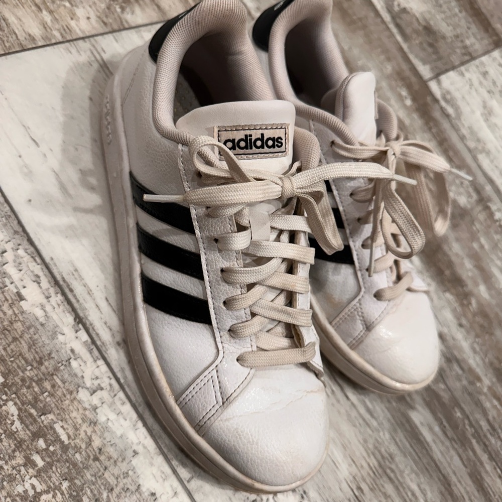 Adidas Classic White Sneakers with Black Stripes